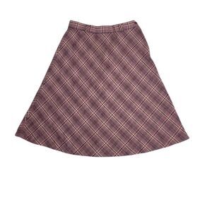 VINTAGE 70s skirt red plaid‎ a-line dark academia M